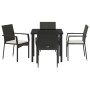 Conjunto de Comedor de Jardín con cojín 5 pcs Negro Poliratán