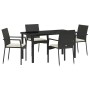 Conjunto de Comedor de Jardín con cojín 5 pcs Negro Poliratán
