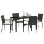 Conjunto de Comedor de Jardín con cojín 5 pcs Negro Poliratán