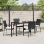 Conjunto de Comedor de Jardín con cojín 5 pcs Negro Poliratán