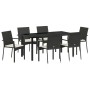 Conjunto de Comedor de Jardín con cojín 7 pcs Negro Poliratán