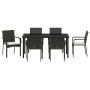 Conjunto de Comedor de Jardín con cojín 7 pcs Negro Poliratán