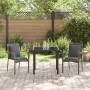 Conjunto de Comedor de Jardín con cojín 3 pcs Gris Poliratán