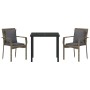 Conjunto de Comedor de Jardín con cojín 3 pcs Gris Poliratán