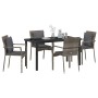 Conjunto de Comedor de Jardín con cojín 5 pcs Gris Poliratán