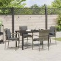 Conjunto de Comedor de Jardín con cojín 5 pcs Gris Poliratán