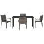 Conjunto de Comedor de Jardín con cojín 5 pcs Gris Poliratán