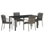 Conjunto de Comedor de Jardín con cojín 5 pcs Gris Poliratán