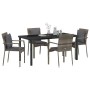 Conjunto de Comedor de Jardín con cojín 5 pcs Gris Poliratán