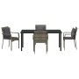Conjunto de Comedor de Jardín con cojín 5 pcs Gris Poliratán