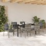 Conjunto de Comedor de Jardín con cojín 7 pcs Gris Poliratán