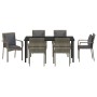 Conjunto de Comedor de Jardín con cojín 7 pcs Gris Poliratán