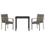 Conjunto de Comedor de Jardín con cojín 3 pcs Gris Poliratán