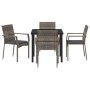 Conjunto de Comedor de Jardín con cojín 5 pcs Gris Poliratán