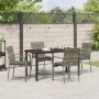 Conjunto de Comedor de Jardín con cojín 5 pcs Gris Poliratán
