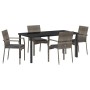 Conjunto de Comedor de Jardín con cojín 5 pcs Gris Poliratán
