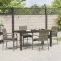 Conjunto de Comedor de Jardín con cojín 5 pcs Gris Poliratán