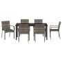 Conjunto de Comedor de Jardín con cojín 7 pcs Gris Poliratán