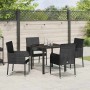 Conjunto de Comedor de Jardín con cojín 5 pcs Negro Poliratán