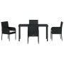 Conjunto de Comedor de Jardín con cojín 5 pcs Negro Poliratán