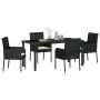 Conjunto de Comedor de Jardín con cojín 5 pcs Negro Poliratán