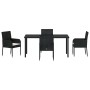 Conjunto de Comedor de Jardín con cojín 5 pcs Negro Poliratán