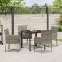 Conjunto de Comedor de Jardín con cojín 5 pcs Gris Poliratán