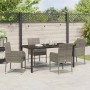 Conjunto de Comedor de Jardín con cojín 5 pcs Gris Poliratán