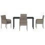 Conjunto de Comedor de Jardín con cojín 5 pcs Gris Poliratán