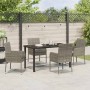 Conjunto de Comedor de Jardín con cojín 5 pcs Gris Poliratán