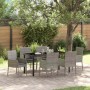 Conjunto de Comedor de Jardín con cojín 7 pcs Gris Poliratán
