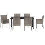 Conjunto de Comedor de Jardín con cojín 7 pcs Gris Poliratán