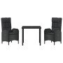 Conjunto de Comedor de Jardín con cojín 3 pcs Negro Poliratán