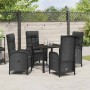 Conjunto de Comedor de Jardín con cojín 5 pcs Negro Poliratán