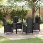Conjunto de Comedor de Jardín con cojín 5 pcs Negro Poliratán