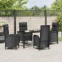 Conjunto de Comedor de Jardín con cojín 5 pcs Negro Poliratán