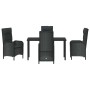 Conjunto de Comedor de Jardín con cojín 5 pcs Negro Poliratán
