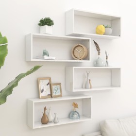 Cube wall shelf 4 units glossy white plywood 60x15x23cm by vidaXL, Shelves and shelves - Ref: Foro24-807152, Price: 67,65 €, ...