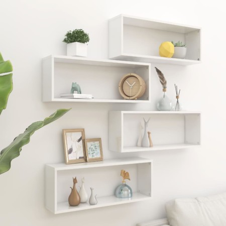 Cube wall shelf 4 units glossy white plywood 60x15x23cm by vidaXL, Shelves and shelves - Ref: Foro24-807152, Price: 67,65 €, ...