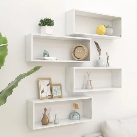 Cube wall shelf 4 units glossy white plywood 60x15x23cm by vidaXL, Shelves and shelves - Ref: Foro24-807152, Price: 66,32 €, ...