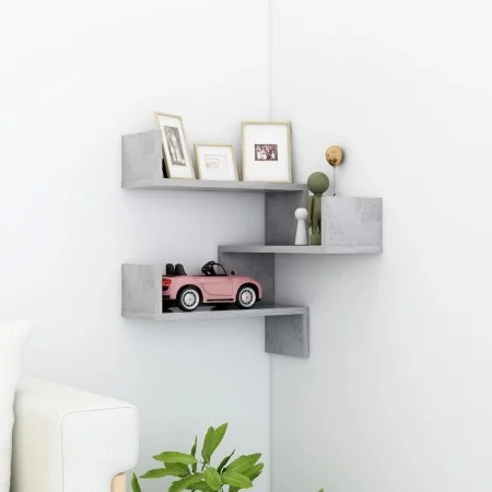 Corner wall shelf made of gray concrete plywood 40x40x50cm by vidaXL, Shelves and shelves - Ref: Foro24-807231, Price: 19,52 ...