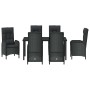 Conjunto de Comedor de Jardín con cojín 7 pcs Negro Poliratán