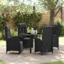Conjunto de Comedor de Jardín con cojín 5 pcs Negro Poliratán