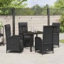 Conjunto de Comedor de Jardín con cojín 5 pcs Negro Poliratán