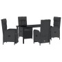 Conjunto de Comedor de Jardín con cojín 5 pcs Negro Poliratán