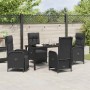Conjunto de Comedor de Jardín con cojín 5 pcs Negro Poliratán