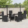 Conjunto de Comedor de Jardín con cojín 5 pcs Negro Poliratán