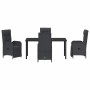 Conjunto de Comedor de Jardín con cojín 5 pcs Negro Poliratán