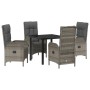 Conjunto de Comedor de Jardín con cojín 5 pcs Gris Poliratán