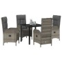 Conjunto de Comedor de Jardín con cojín 5 pcs Gris Poliratán